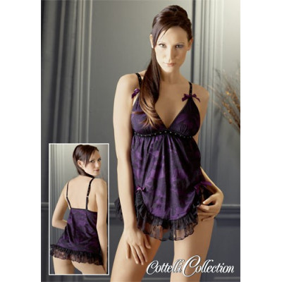 BABY DOLL IN PIZZO "MOULIN ROUGE" VIOLA